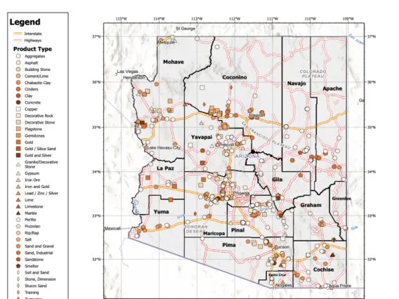 Active Mines in Arizona Map