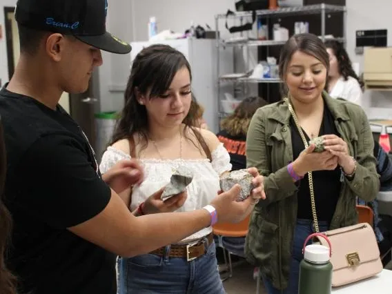 Students studying rocks