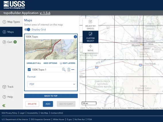 Topo map builder interface