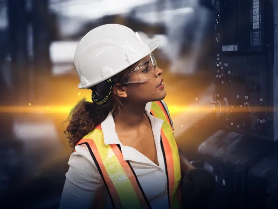 image of mining engineer in hard hat