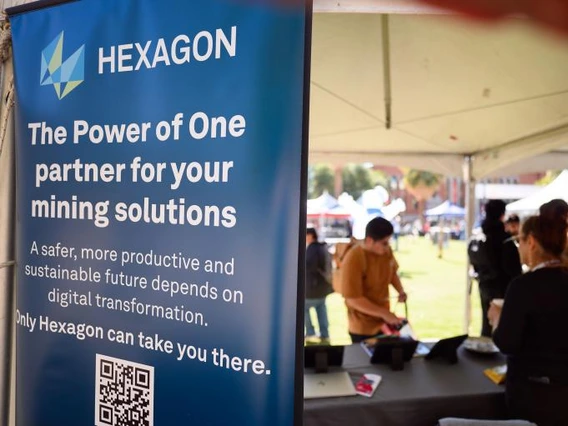 Hexagon Mining’s booth at the 2023 Mines for Limitless Minds event.