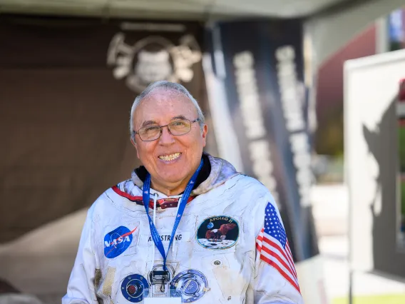 Victor Tenorio wearing a space suit