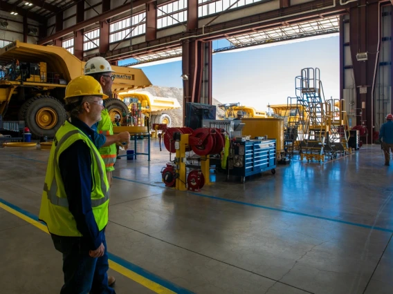 Komatsu mining equipment and operator