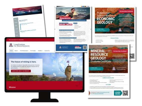 composite image of flyers and website