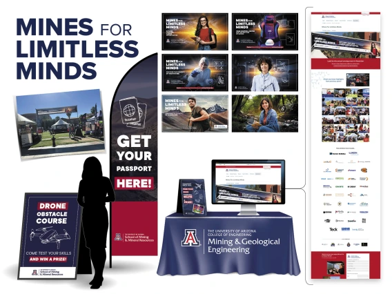 composite image of banners, photos, websites