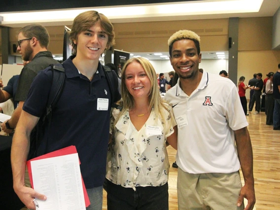 Biosystems engineering seniors Kaden Thomas and Petrea Houska with mining engineering senior Michael Bass 