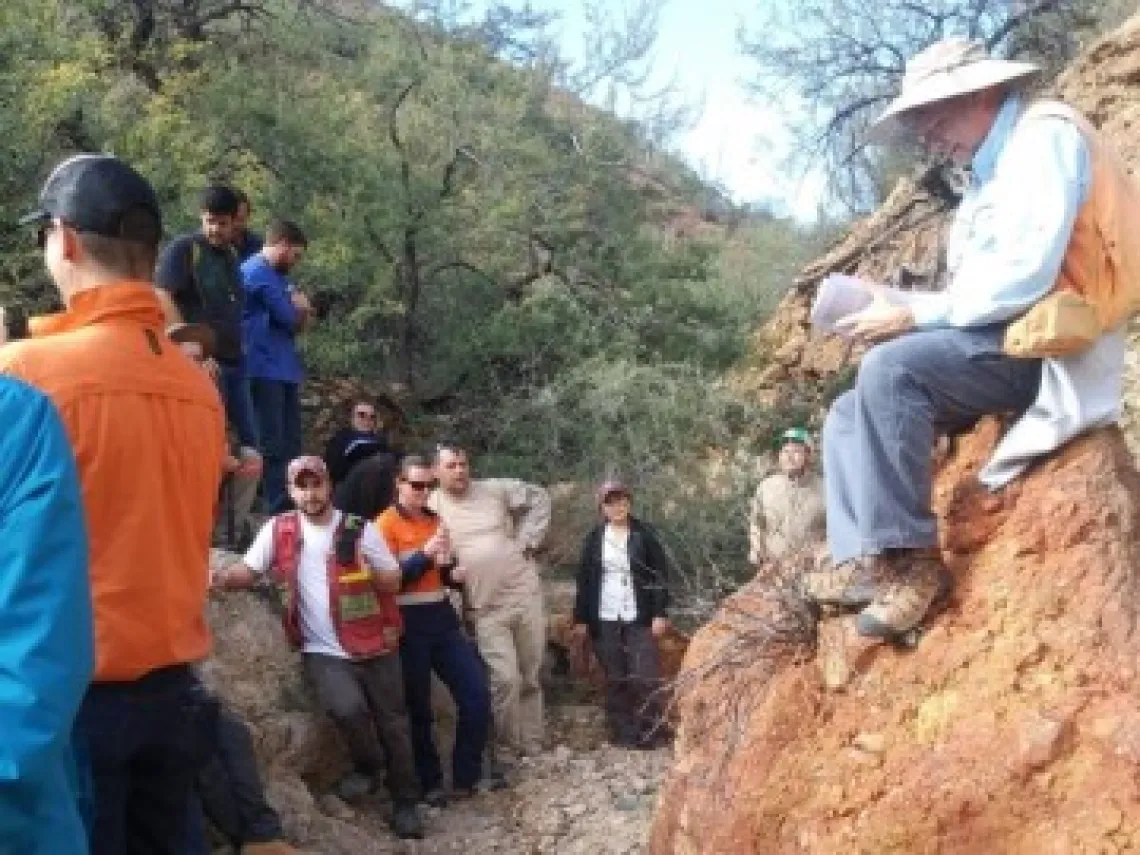 Geologists in a mountain