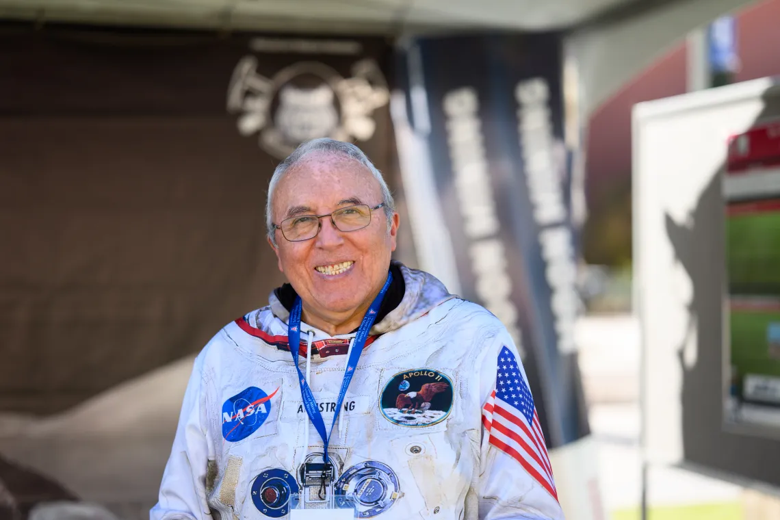 Victor Tenorio wearing a space suit