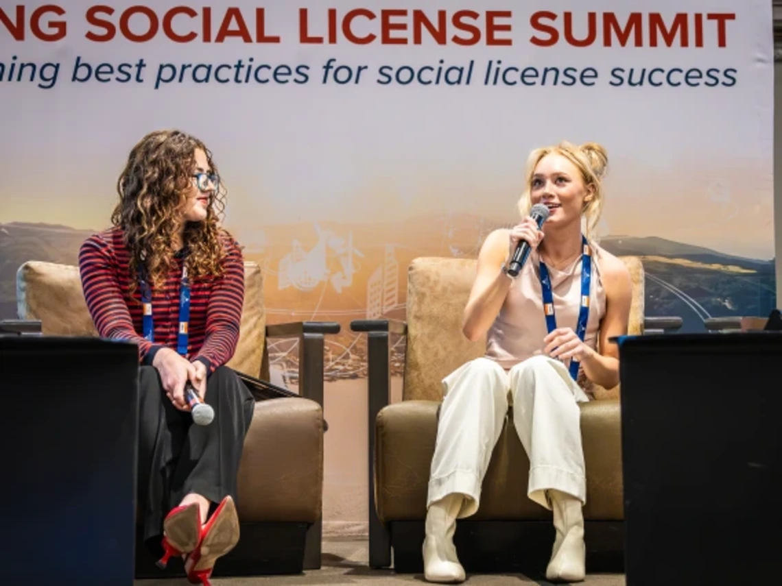 two panelists, seated, at UA Mining Social License Summit