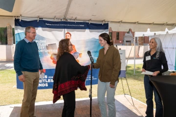 Nicole Collins receives scholarship at Mines for Limitless Minds Event.